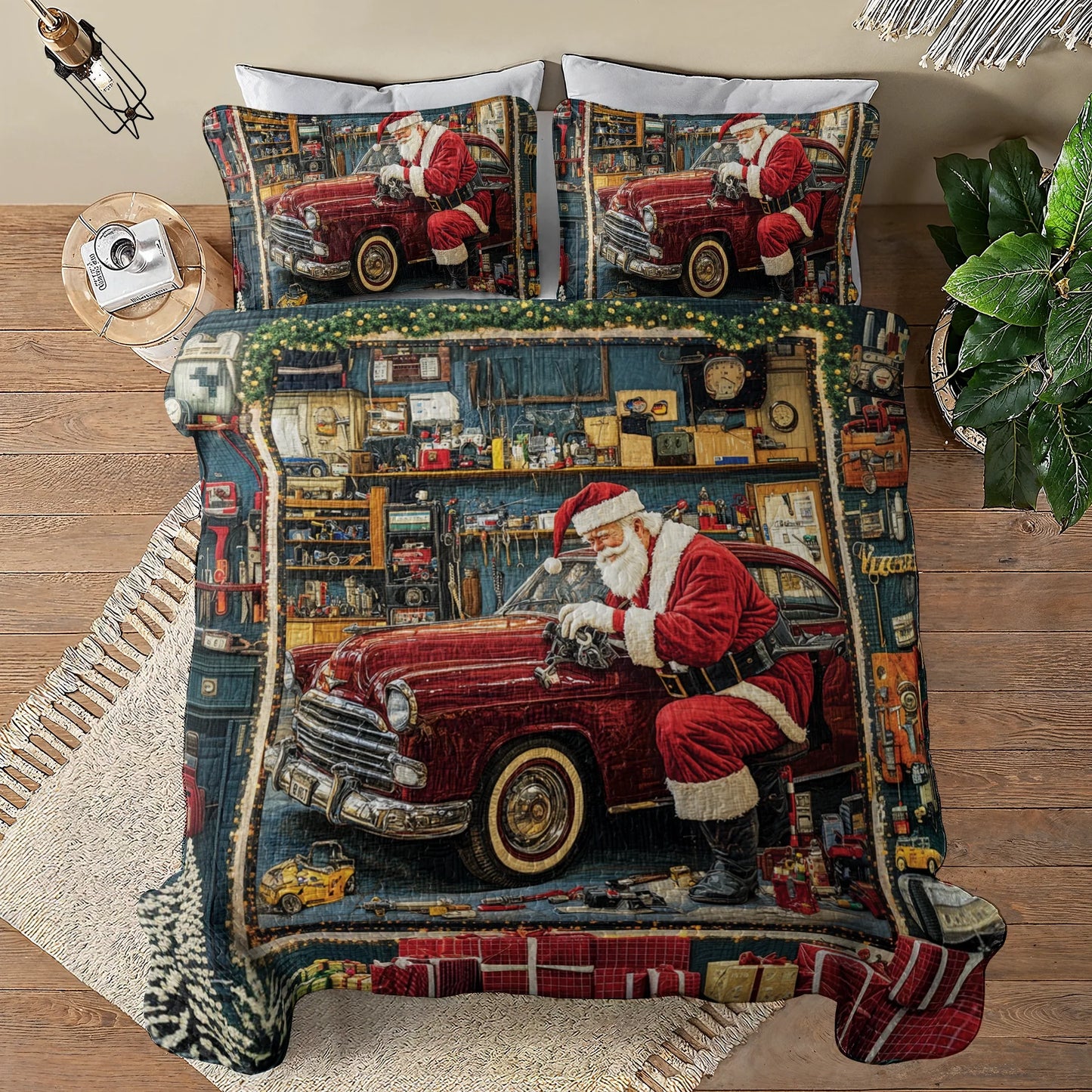 Shineful All Season Quilt 3-Piece Santa’s Workshop Magic