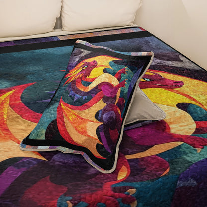 Shineful All Season Quilt 3-Piece Set - Firestorm Dragon