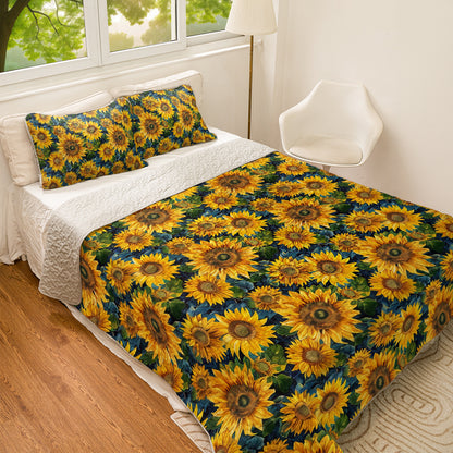 Shineful All Season Quilt 3-Piece Set Gorgeous Sunflower