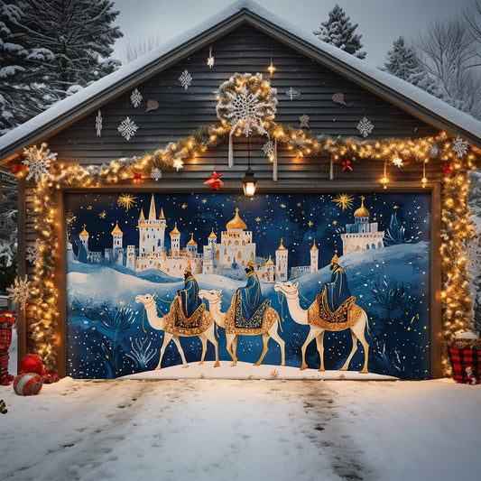 Shineful Garage Door Banner Decoration Three Kings