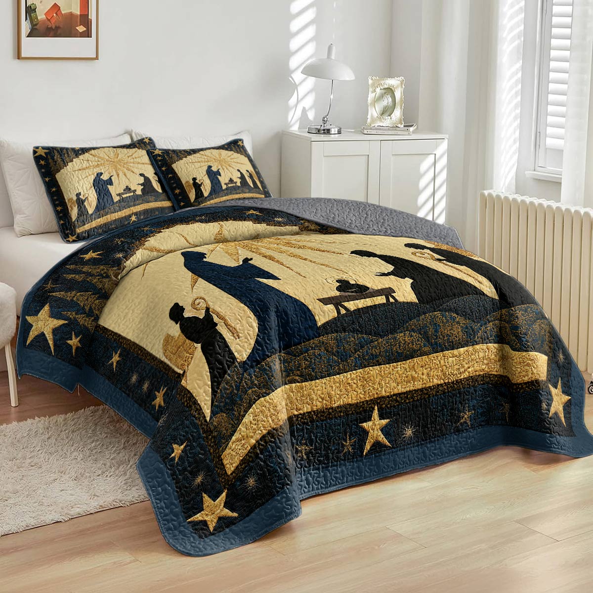 Shineful All Season Quilt 3-Piece Set - Holy Night Nativity