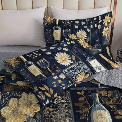 Shineful All Season Quilt 3-Piece Set Gracefulness Wine Floral