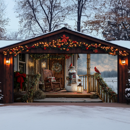 Shineful Garage Door Banner Decoration Cozy Cabin Porch Christmas