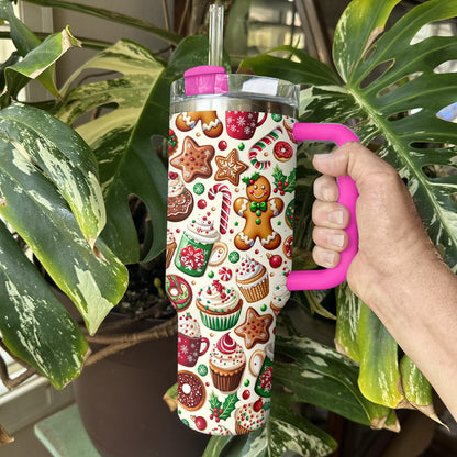 Shineful Tumbler Festive Christmas Gingerbread Pattern