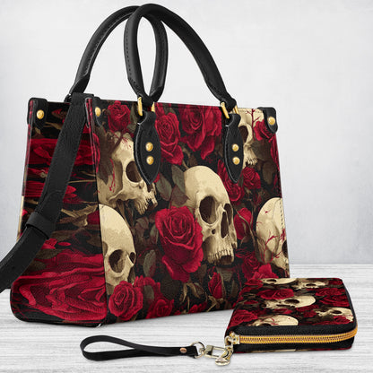 Shineful Leather Bag Crimson Skull Garden