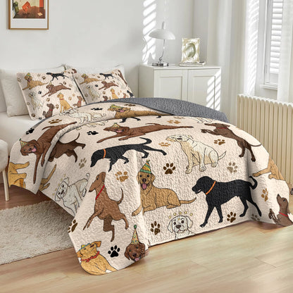 Shineful All Season Quilt 3-Piece Set - Labrador Fun Time