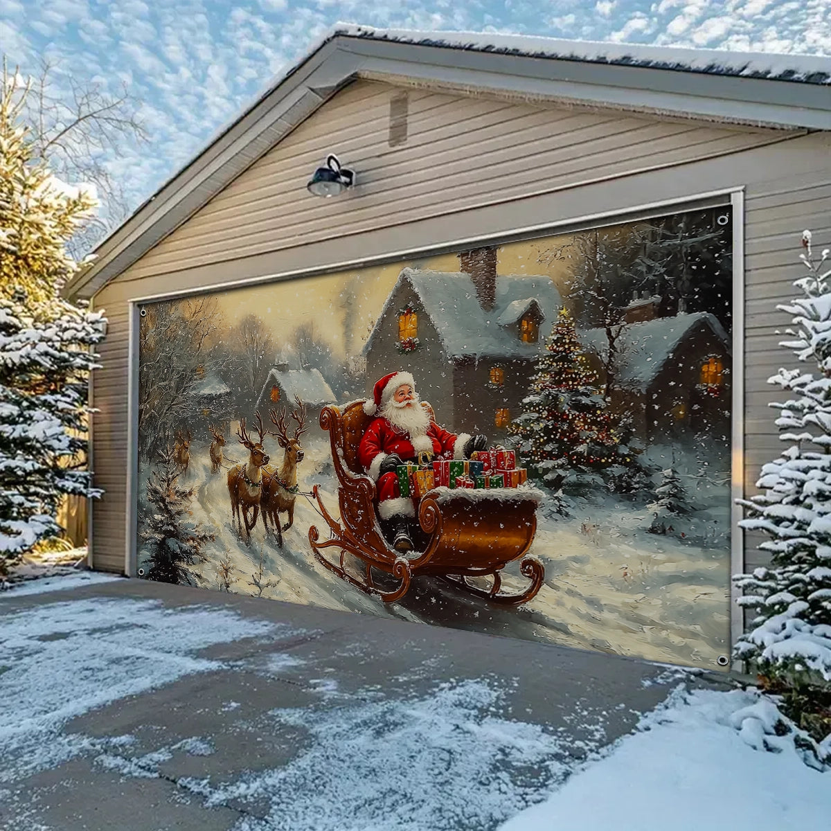 Shineful Garage Door Banner Decoration Santa's Magical Christmas Eve