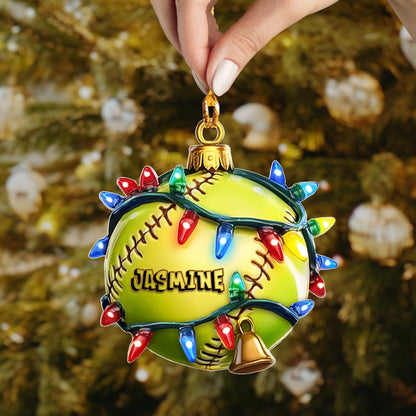 Shineful 2D Acrylic Ornament - Personalized Softball of Holiday Cheer