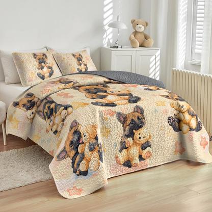 Shineful All Season Quilt 3-Piece Set Teddy & Shepherd