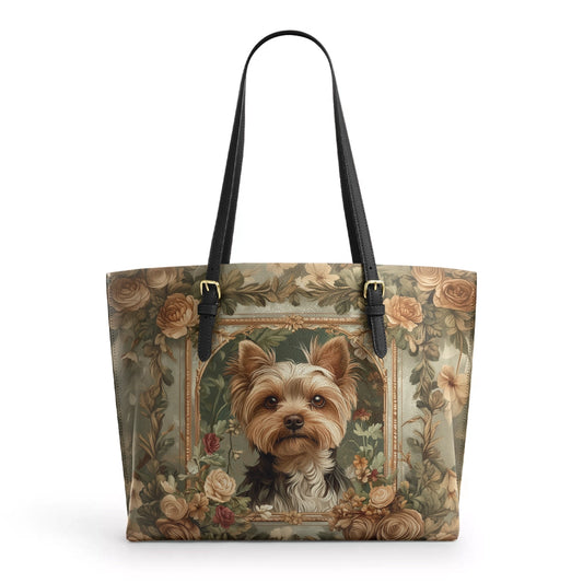 Shineful Leather Tote Bag Luxe Yorkie Companion