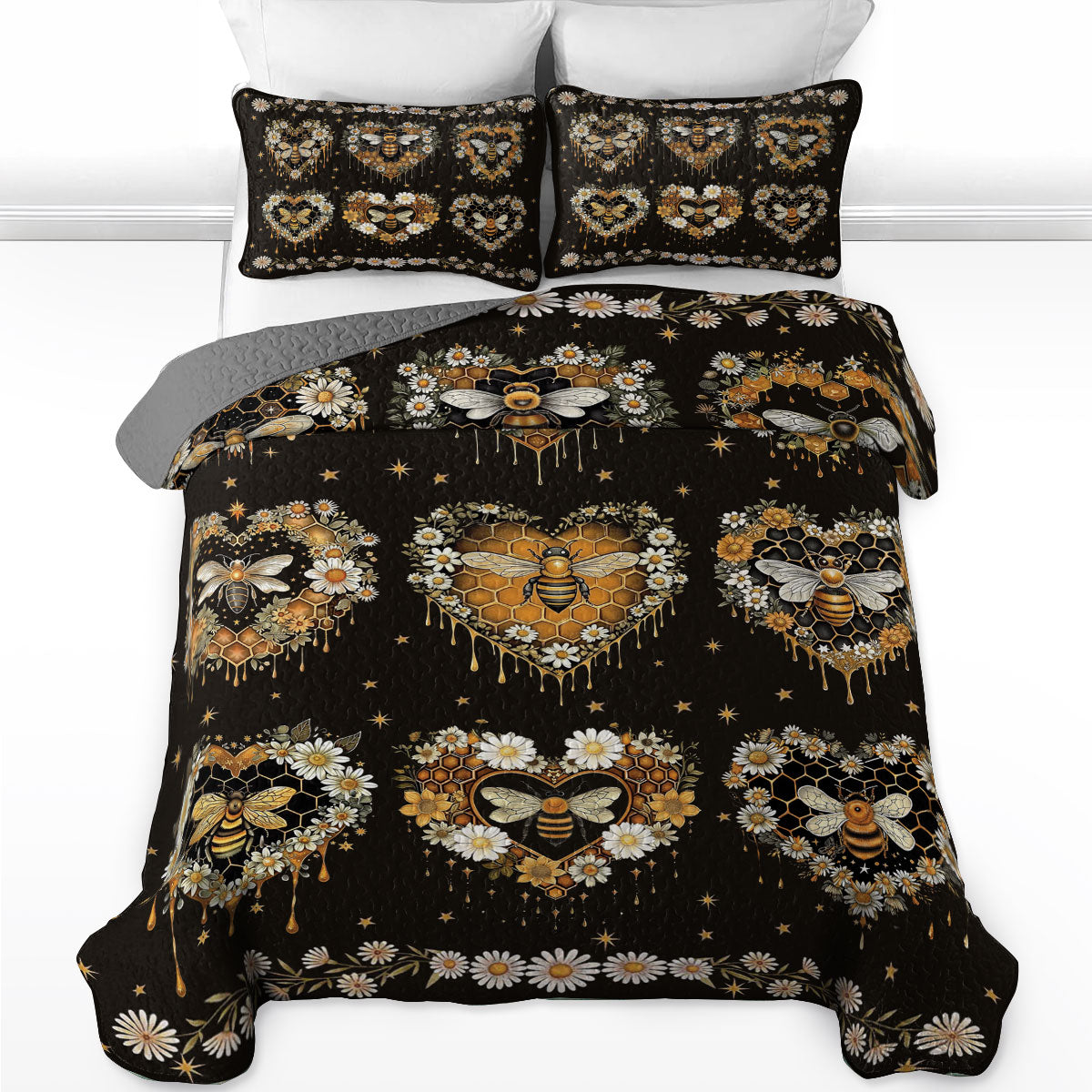 Shineful All Season Quilt 3-Piece Set Moonlit Honeyheart Quilt