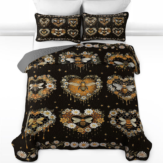 Shineful All Season Quilt 3-Piece Set Moonlit Honeyheart Quilt