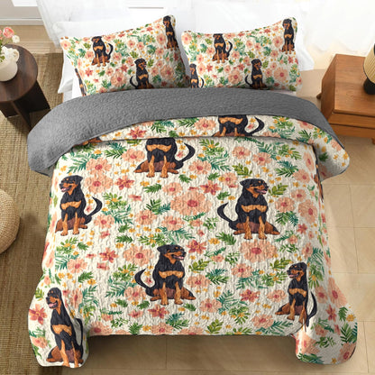 Shineful All Season Quilt 3-Piece Set Rottie Blossoms
