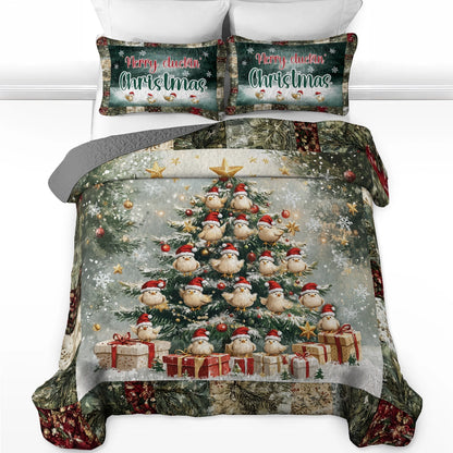 Shineful All Season Quilt 3-Piece Set - Merry Cluckin' Christmas