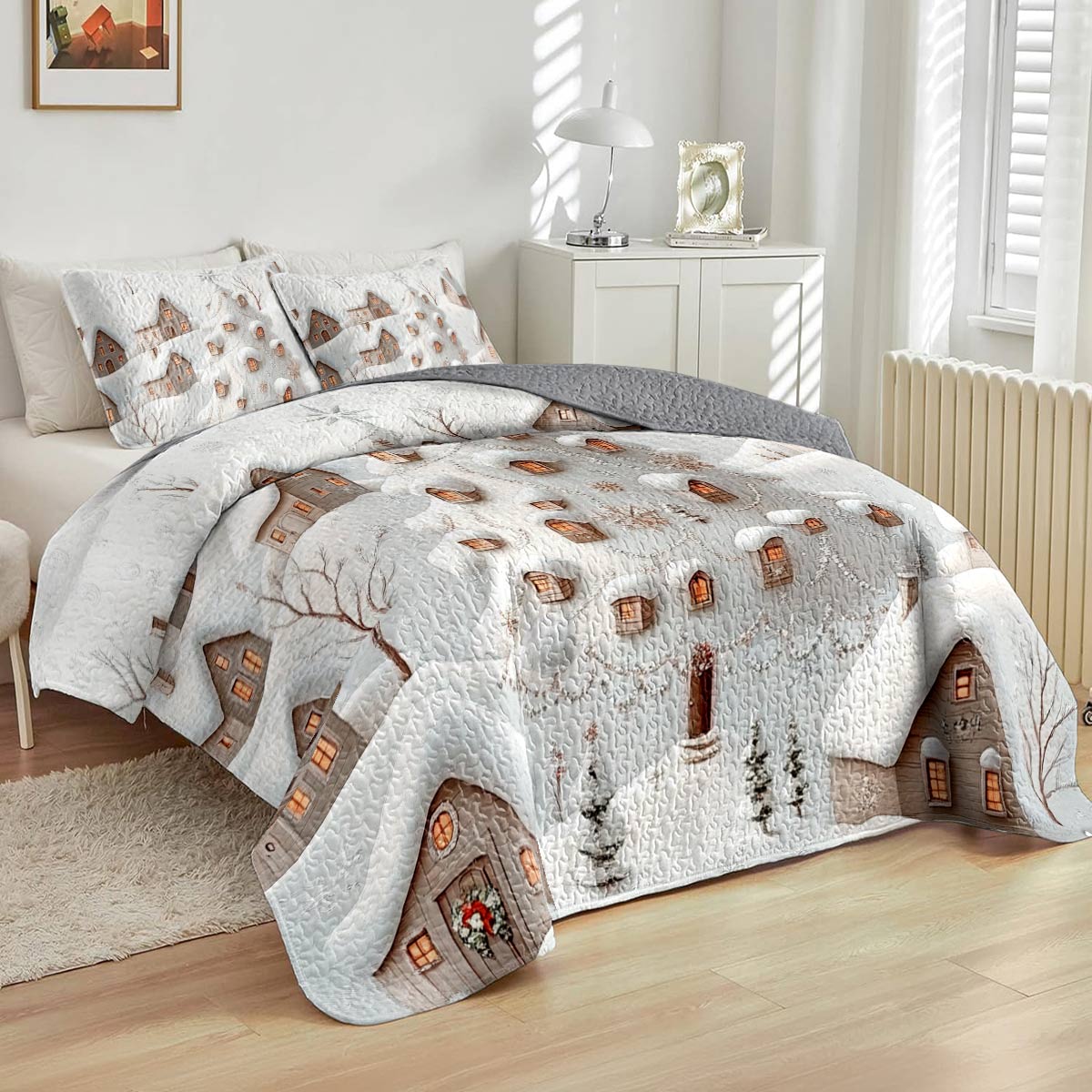 Shineful All Season Quilt 3-Piece Set Hometown Christmas Lovely