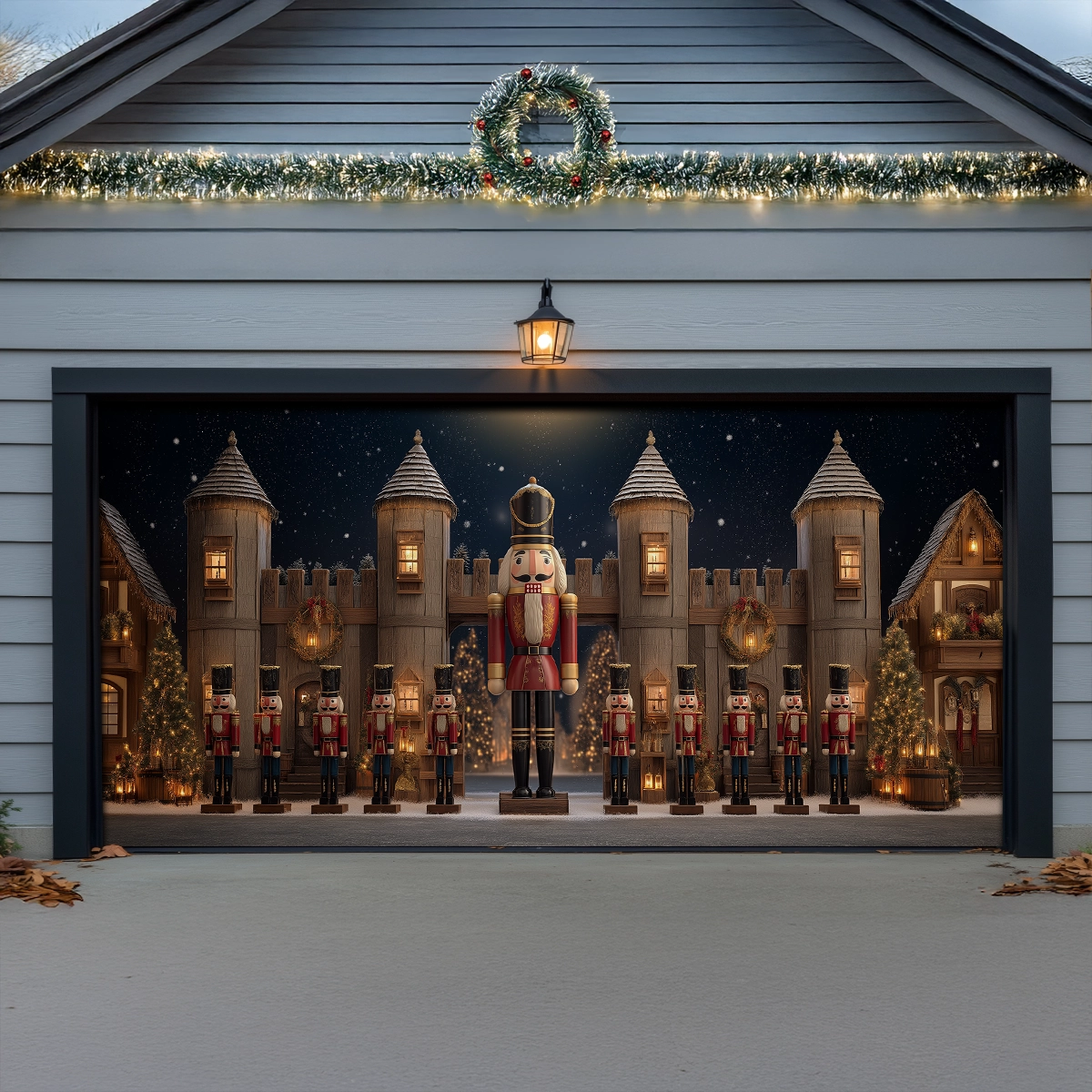 Shineful Garage Door Banner Decoration Nutcracker Castle Guard Christmas