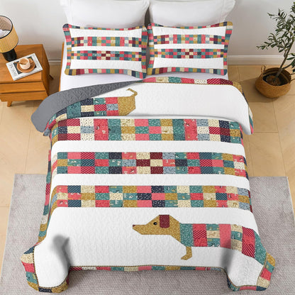 Shineful All Season Quilt 3 - Piece Set Patchwork Long Dachshund