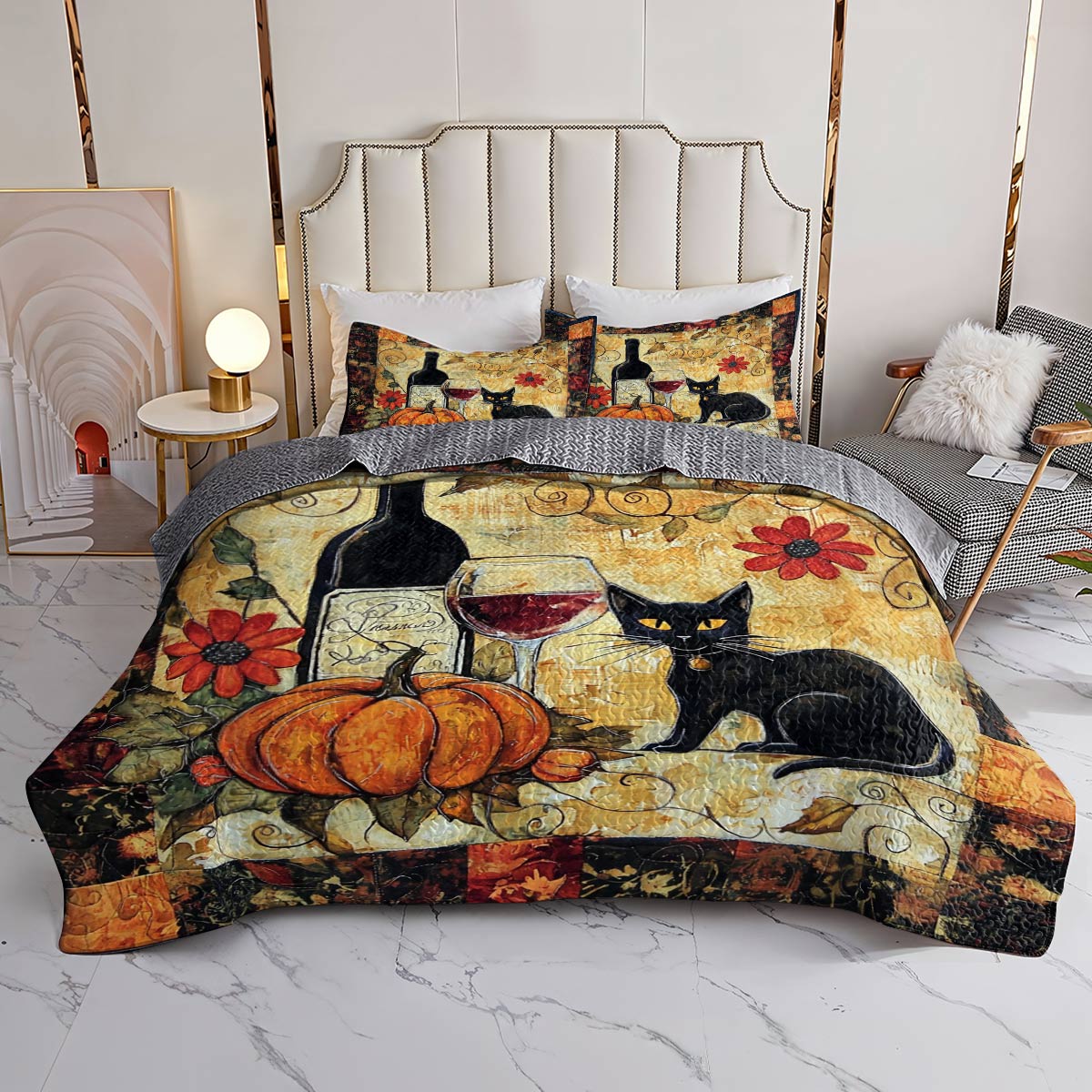 Shineful All Season Quilt 3-Piece Set Gentle Wine In Fall