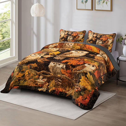 Shineful All Season Quilt 3-Piece Set Owl Autumn