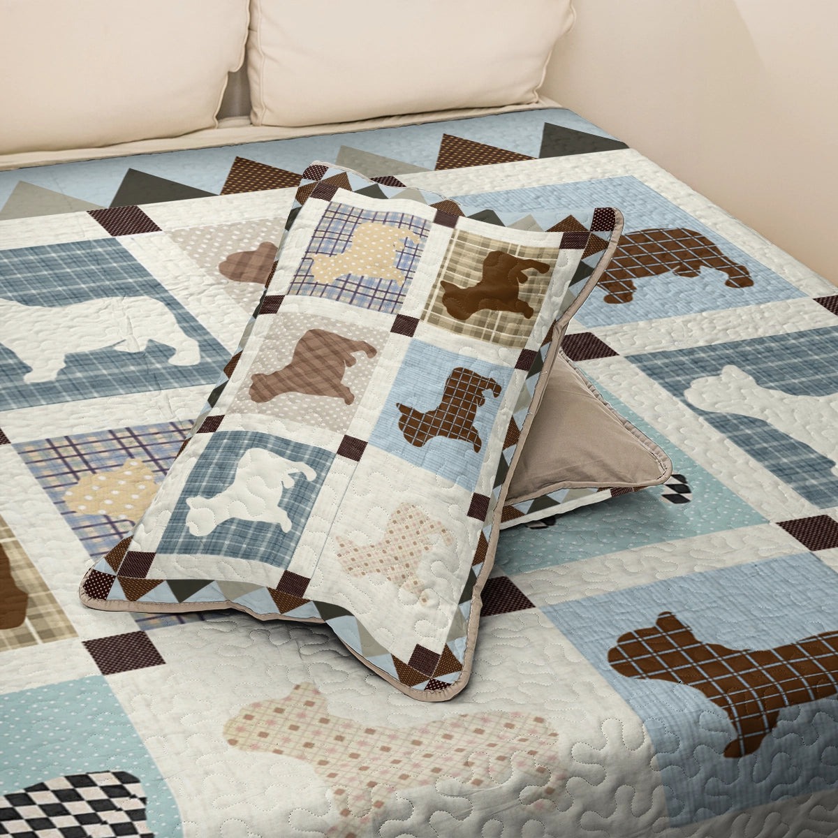 Shineful All Season Quilt 3-Piece Set French Bulldog Cozy Country