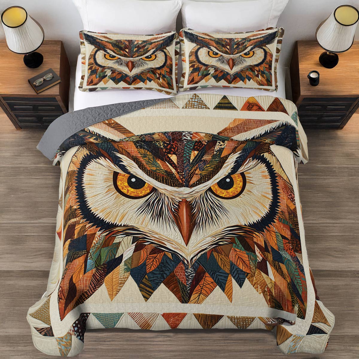 Shineful All Season Quilt 3-Piece Set - Golden Gaze Majesty