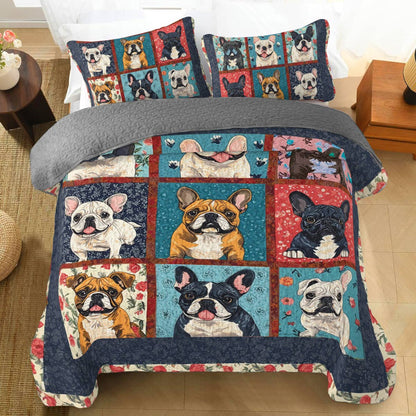 Shineful All Season Quilt 3-Piece Set Vintage Bulldogs
