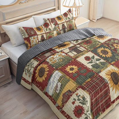 Shineful All Season Quilt 3-Piece Set - Sunflower Rustic Farm
