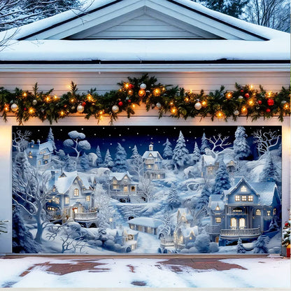 Shineful Garage Door Banner Decoration -  Snowy Village Glow