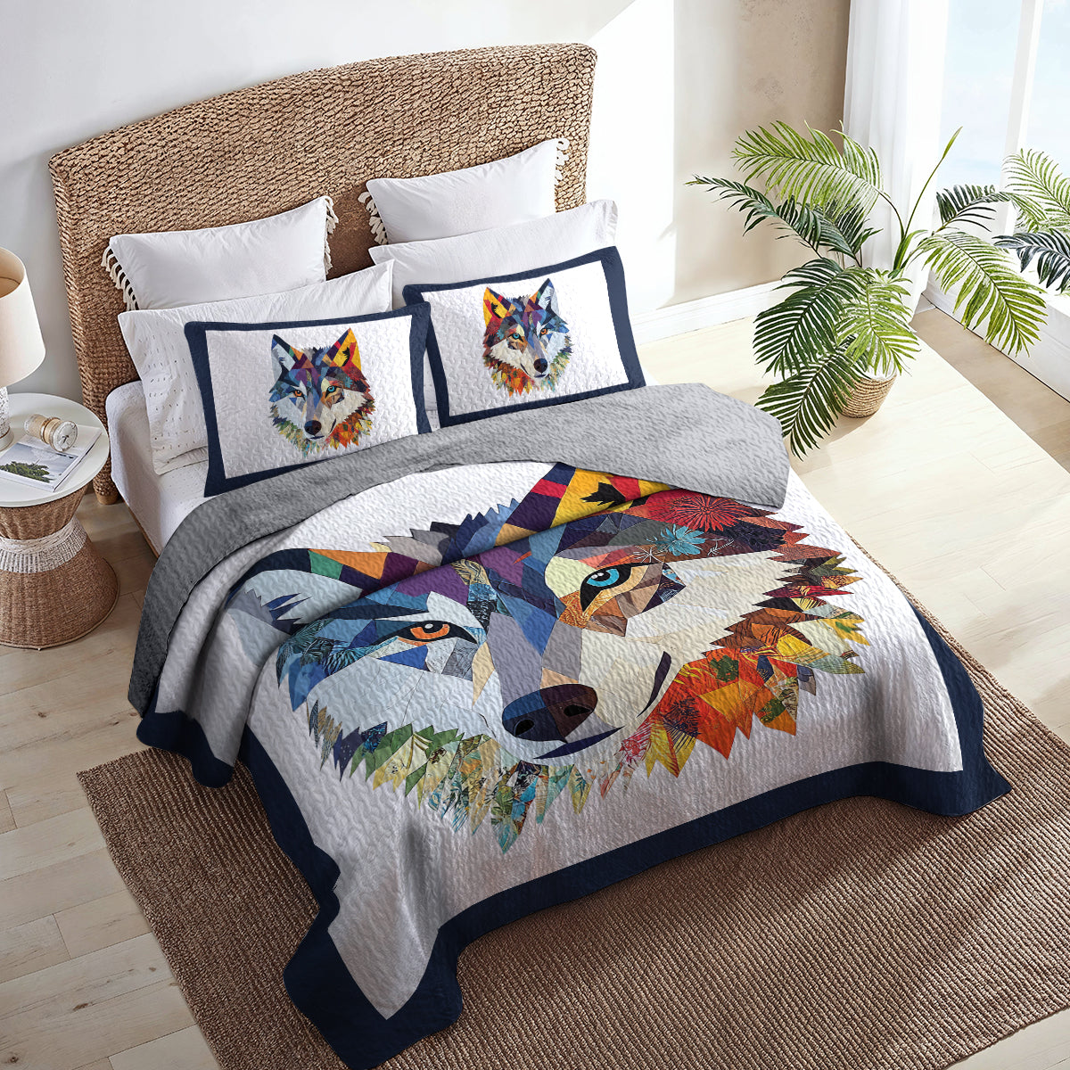 Shineful All Season Quilt 3-Piece Set - Wild Spirit Wolf