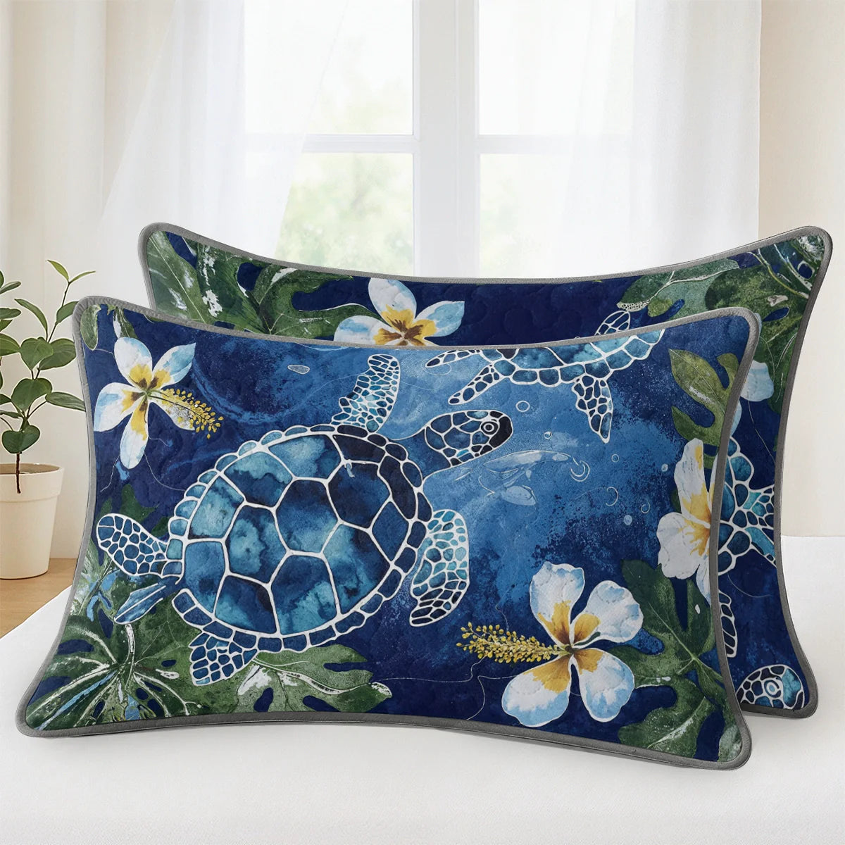 Shineful Quilt 3-Piece Set Tropical Sea Turtle Paradise