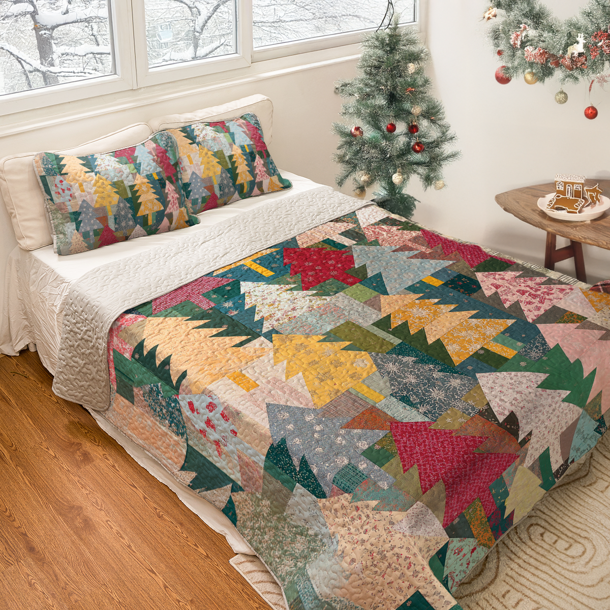 Shineful All Season Quilt 3-Piece Set Rustic Christmas Forest