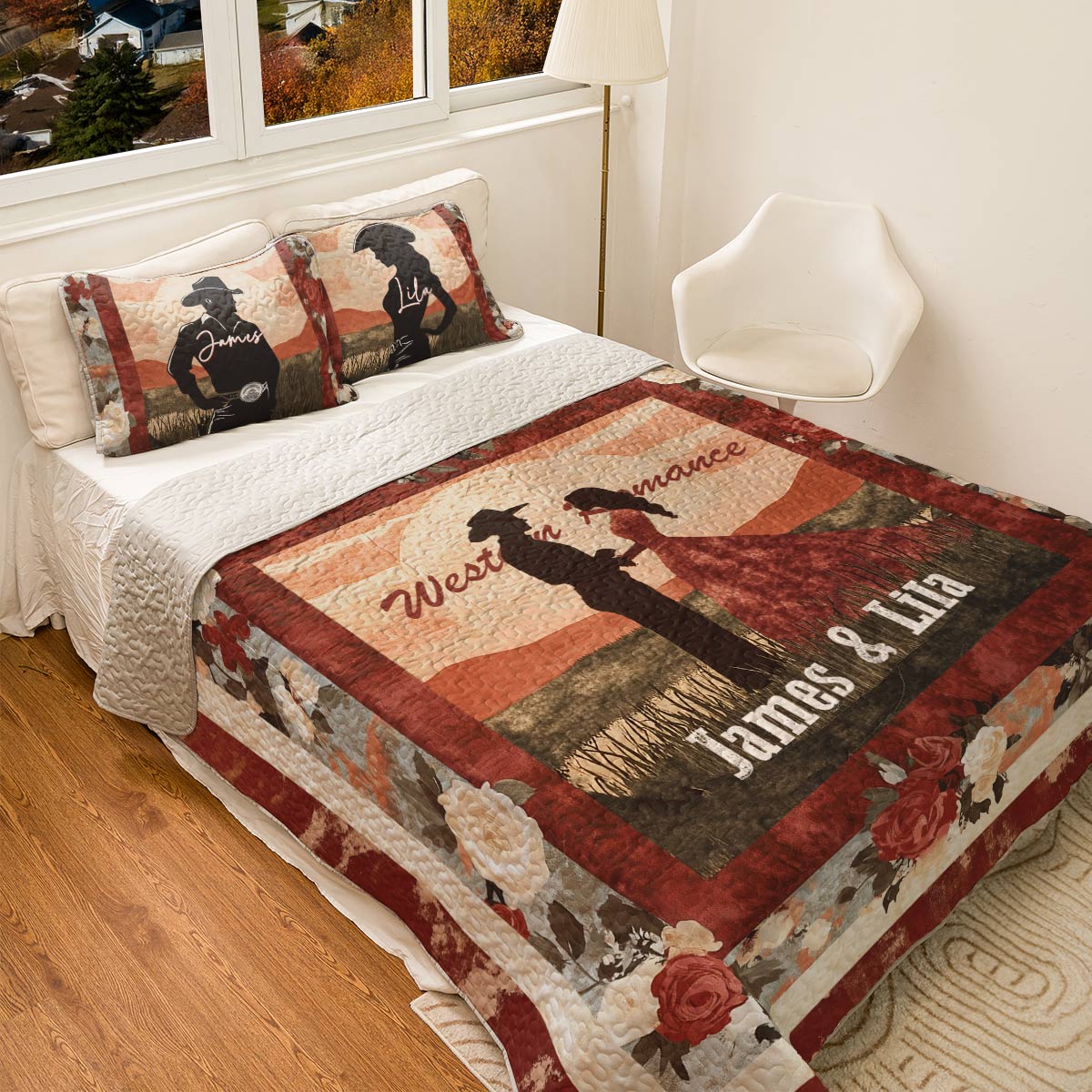Shineful All Season Quilt 3-Piece Set - Personalized Cowboy Western Romance