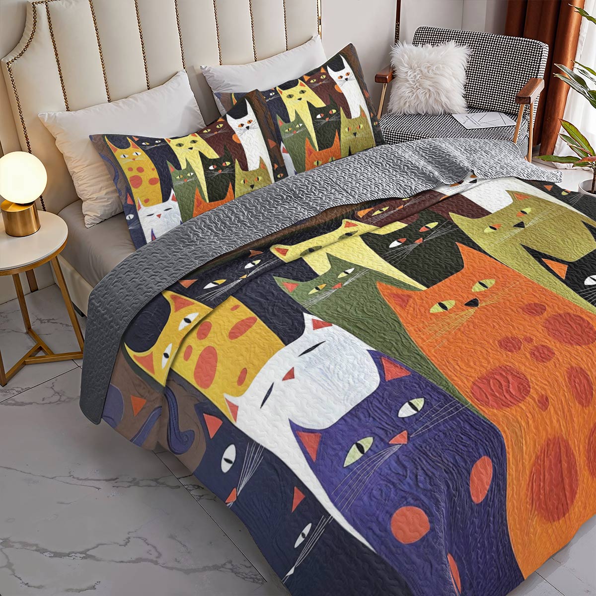 Shineful All Season Quilt 3-Piece Set Purrfectly Cozy