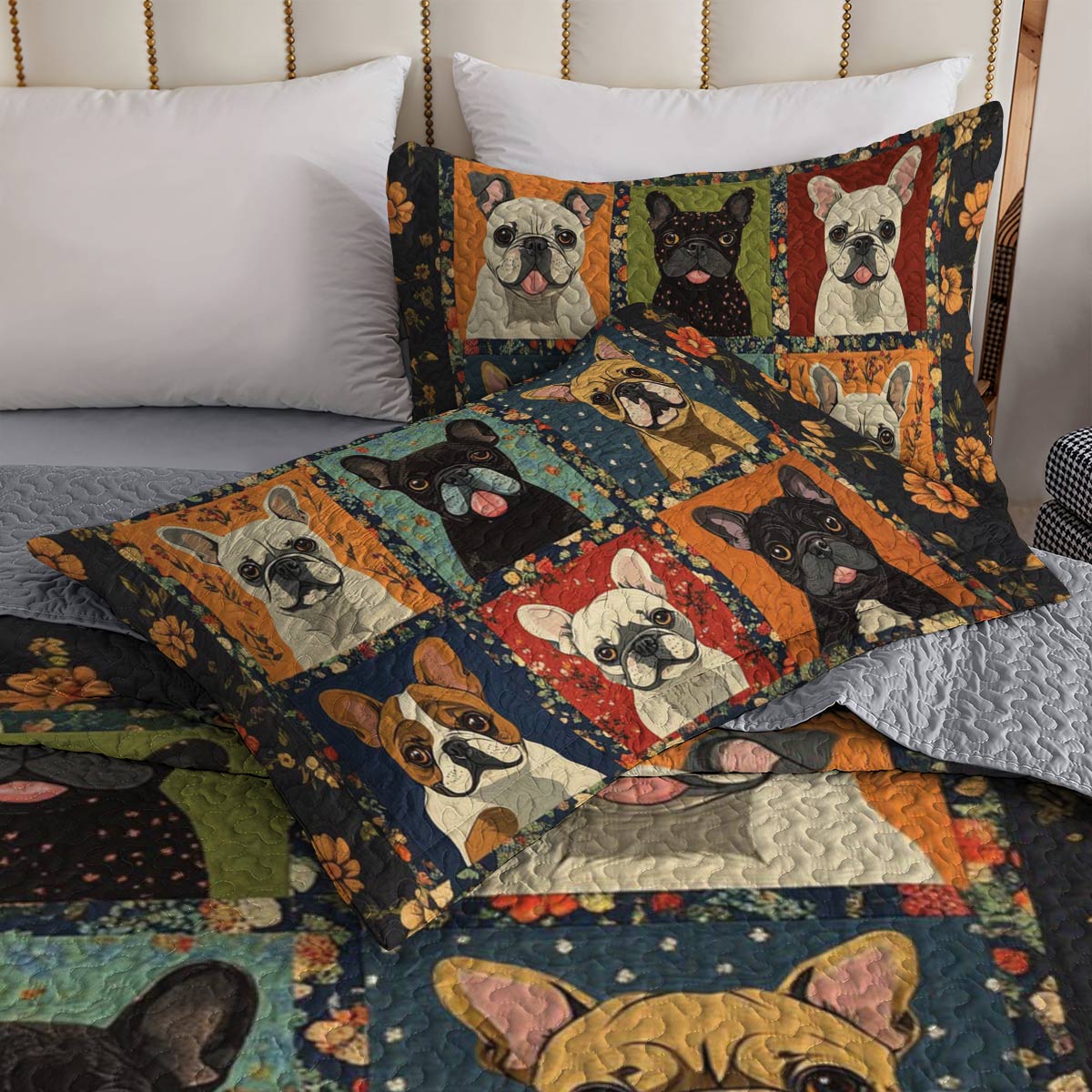 Shineful All Season Quilt 3-Piece Set Frenchie Frenzy
