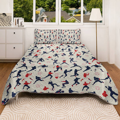 Shineful All Season Quilt 3-Piece Set - Baseball Motion
