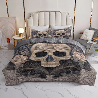 Shineful Quilt 3-Piece Set Rose of the Silent Skull