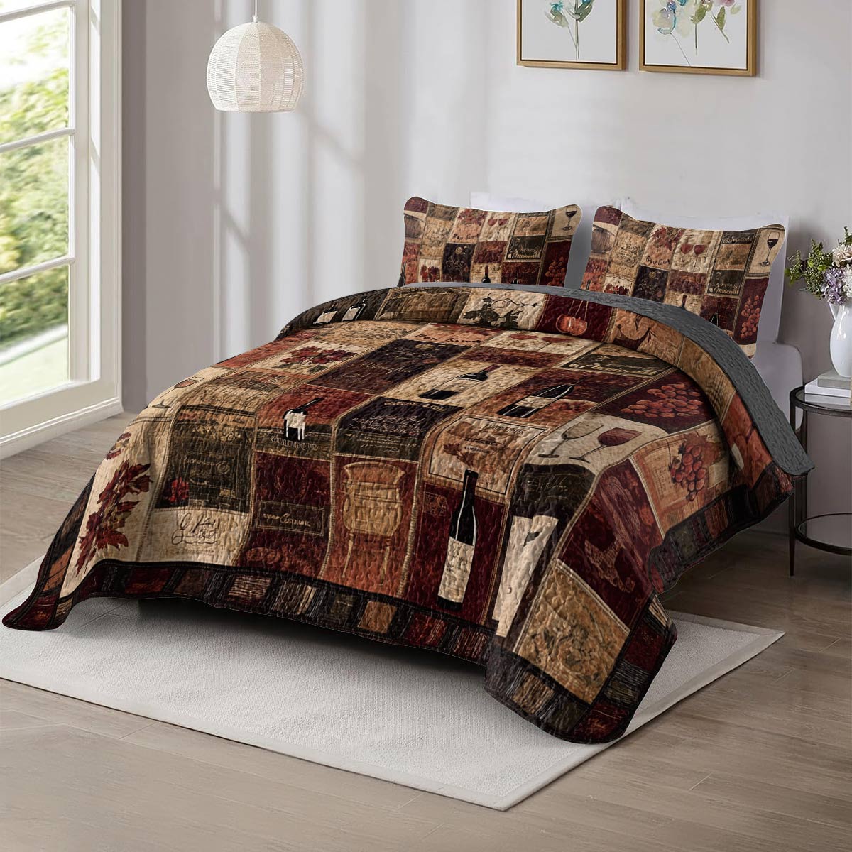 Shineful All Season Quilt 3-Piece Set Winsome Wine