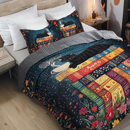Shineful All Season Quilt 3-Piece Set - Reading Cat Nap