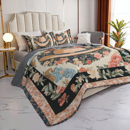 Shineful All Season Quilt 3-Piece Set - Floral Cowboy Elegant