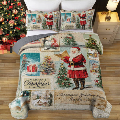 Shineful All Season Quilt 3-Piece Set Santa Greetings