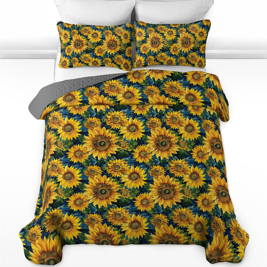 Shineful All Season Quilt 3-Piece Set Gorgeous Sunflower