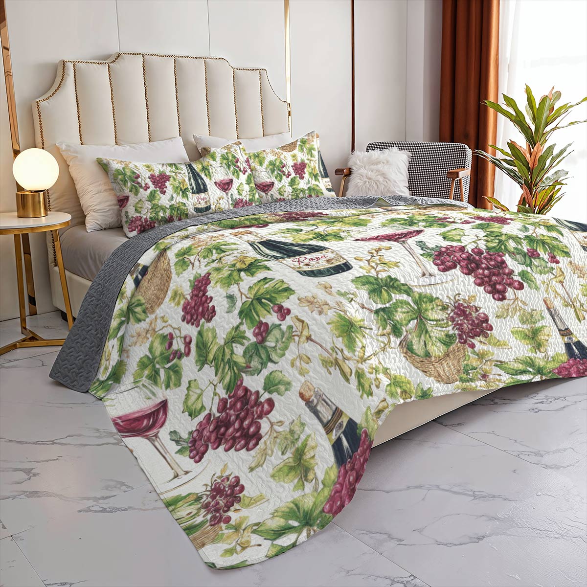 Shineful All Season Quilt 3-Piece Set Rosé Vines