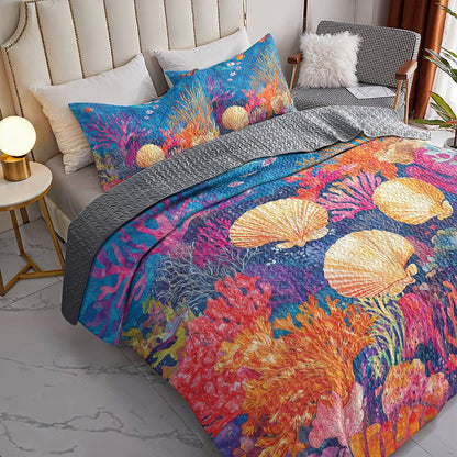 Shineful All Season Quilt 3-Piece Set - Seashell Under The Sea