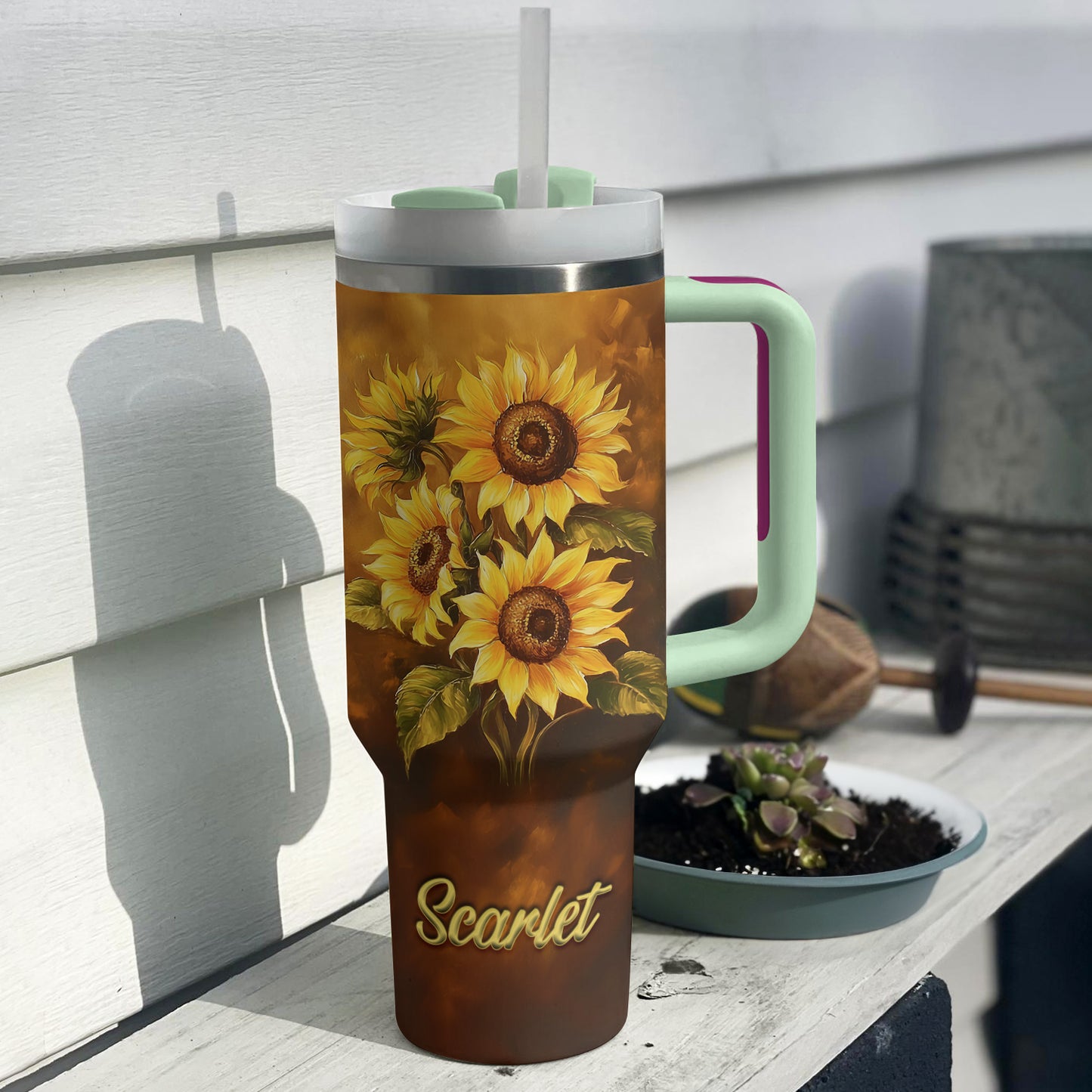 Shineful Tumbler Personalized Sunflower Beautiful Gracefully