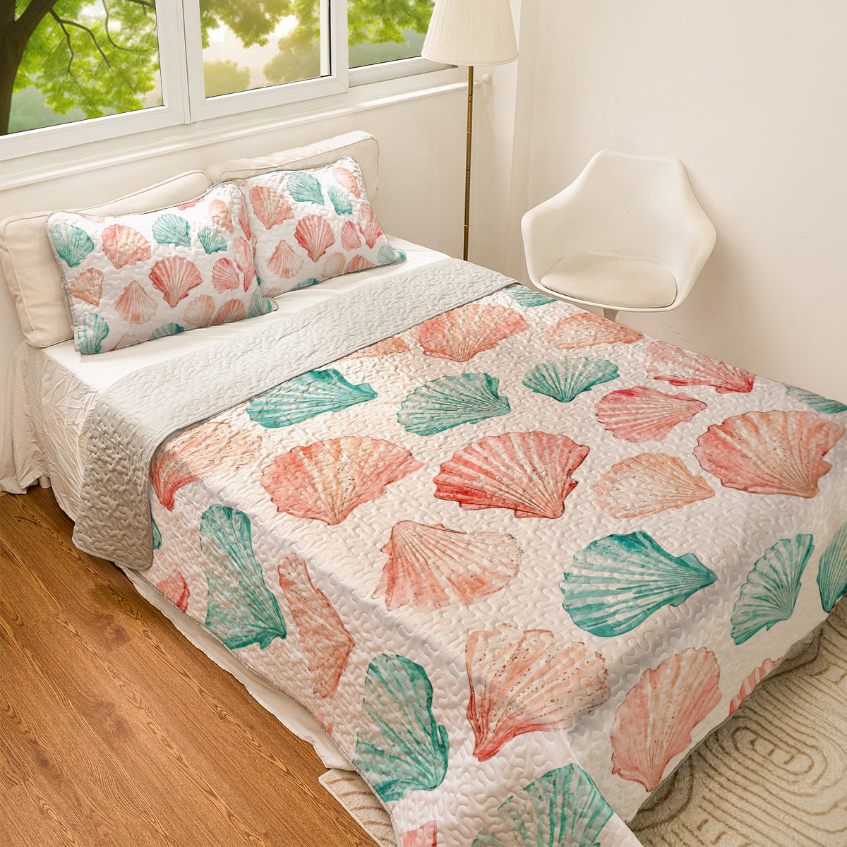 Shineful All Season Quilt 3-Piece Set Ocean Seashell
