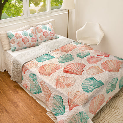 Shineful All Season Quilt 3-Piece Set Ocean Seashell