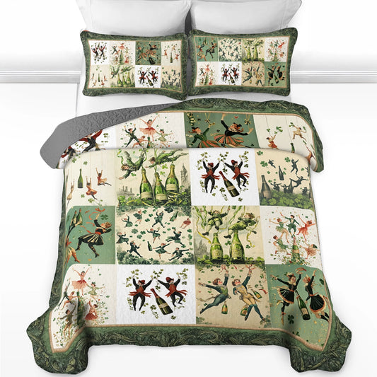Shineful All Season Quilt 3-Piece Set Wine Irish Dance Dream
