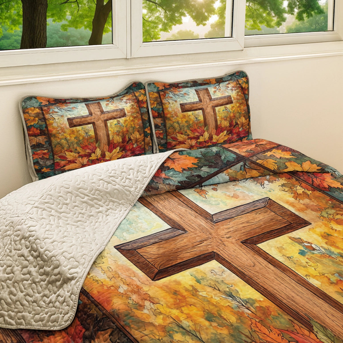 Shineful All Season Quilt 3-Piece Set - Autumn Glory Cross