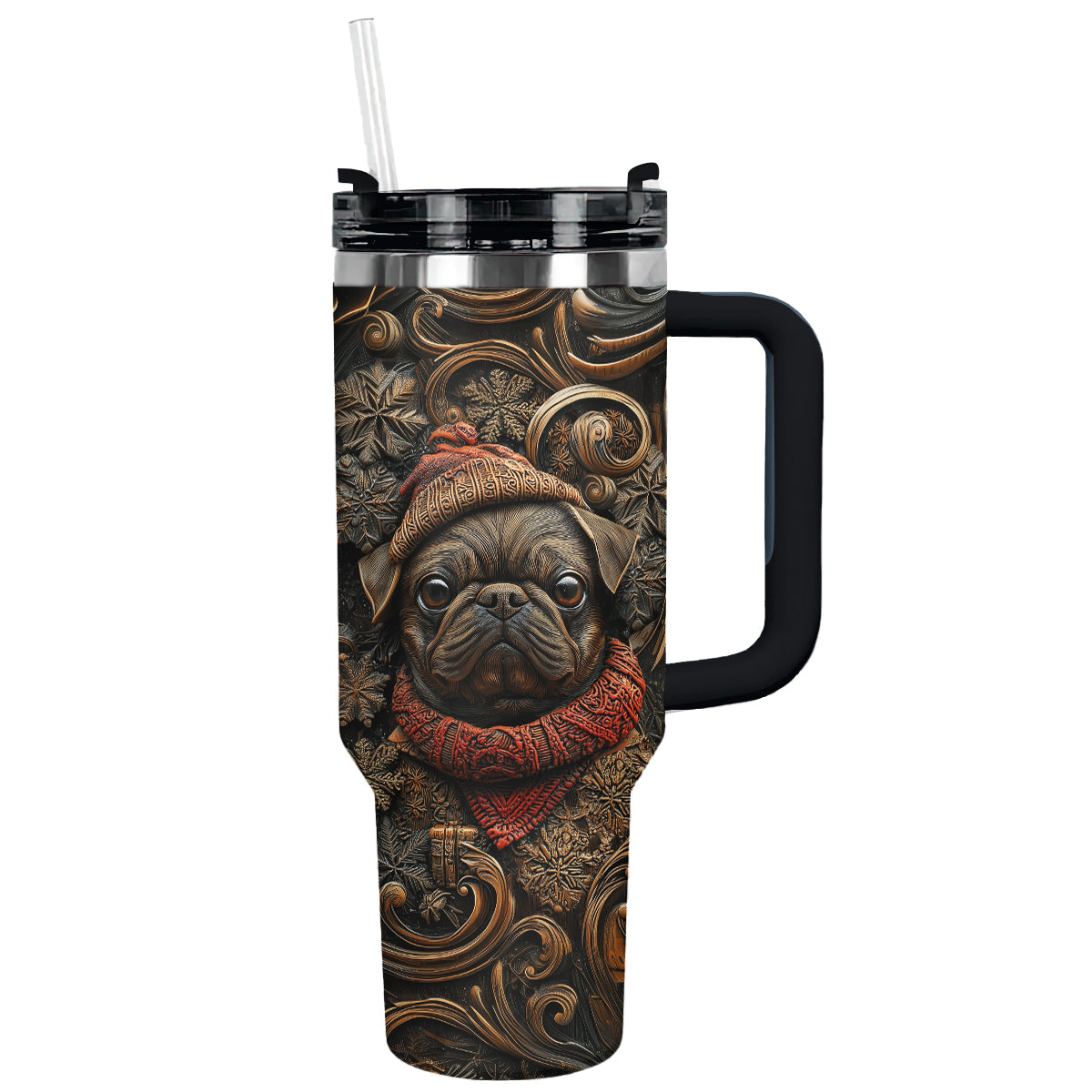 Shineful Glossy Tumbler Wooden Christmas Pug