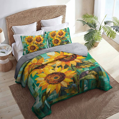 Shineful All Season Quilt 3-Piece Set - Sunflower Golden Bloom